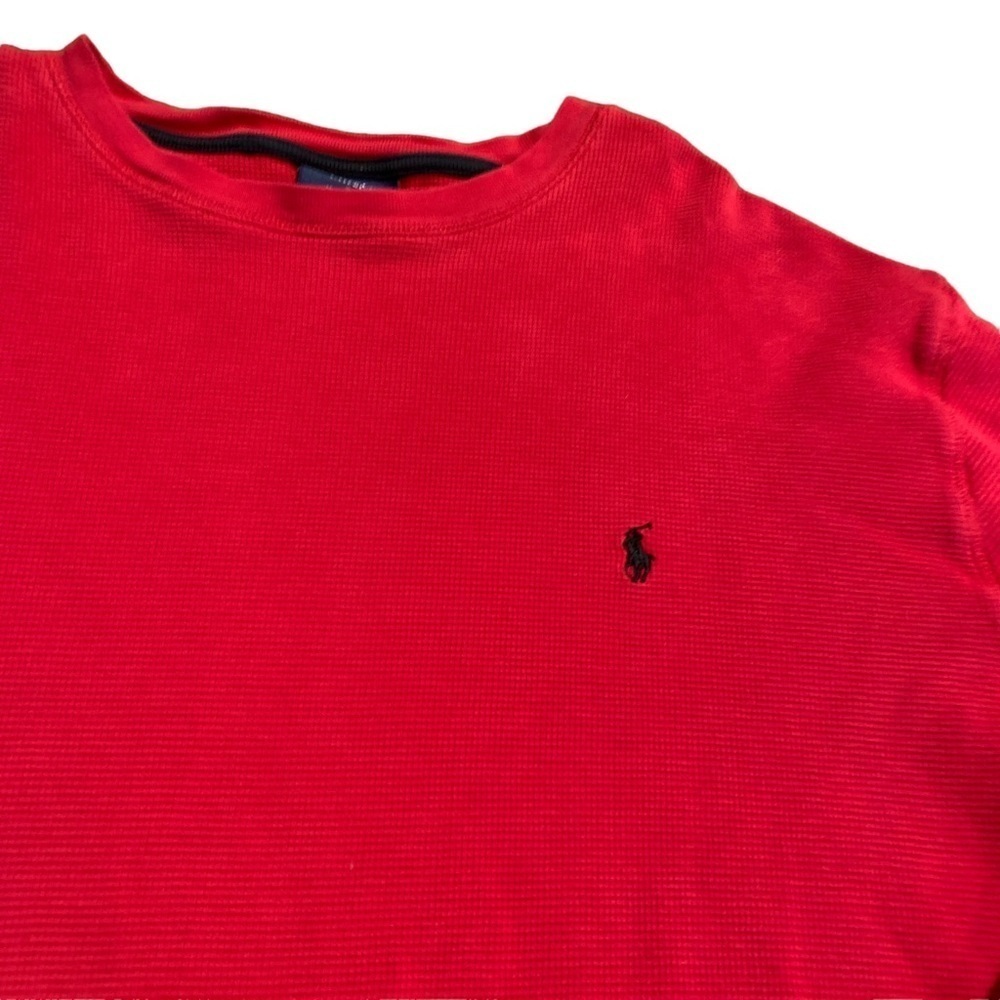 Polo Ralph Lauren Men’s Waffle Knit Red Thermal Long Sleeve Pajama Shirt XL - Picture 3 of 7